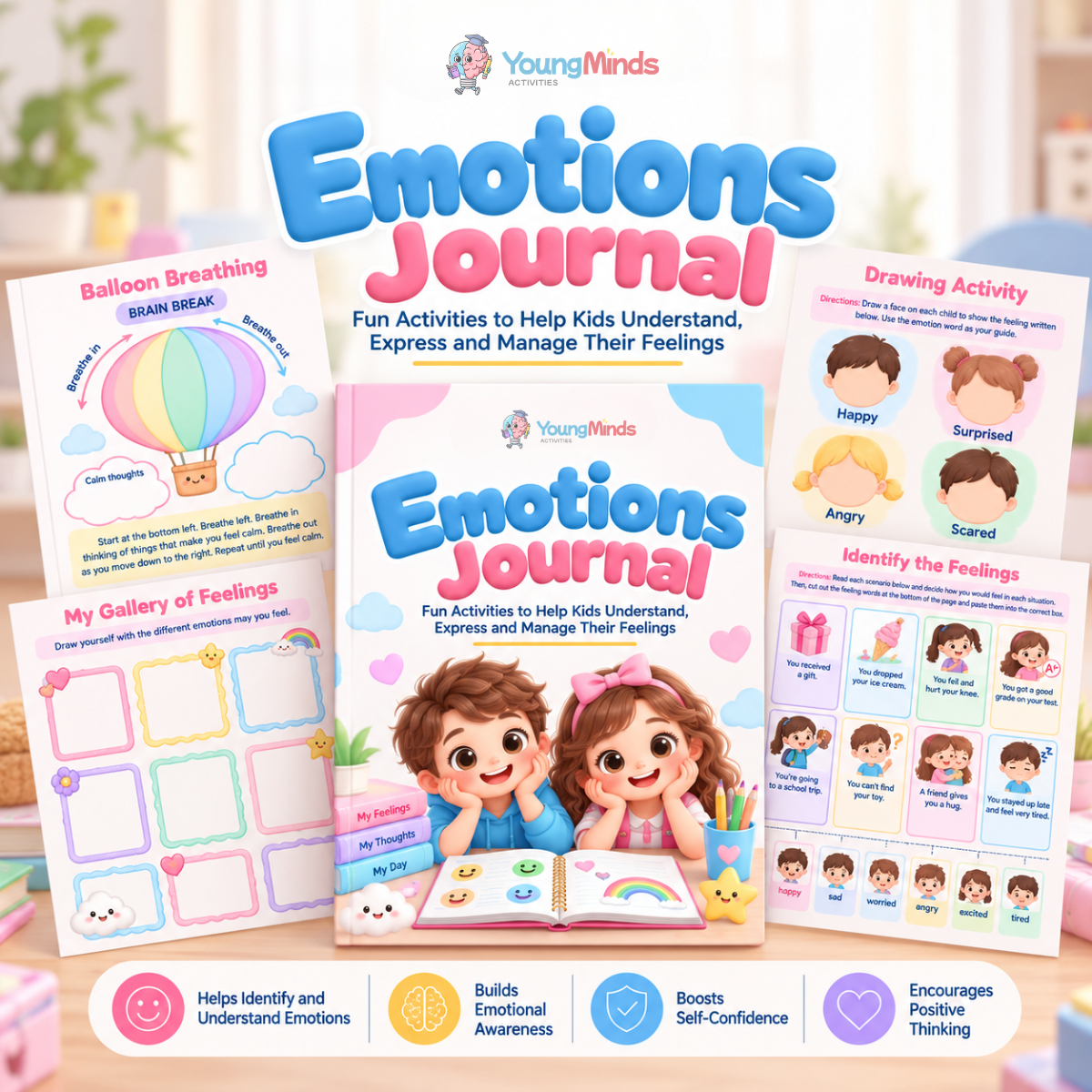 Young Minds Activity : EmotionsJournal™ — A Fun Journal to Help Your Child Understand Feelings, Express Emotions & Build Emotional Awareness