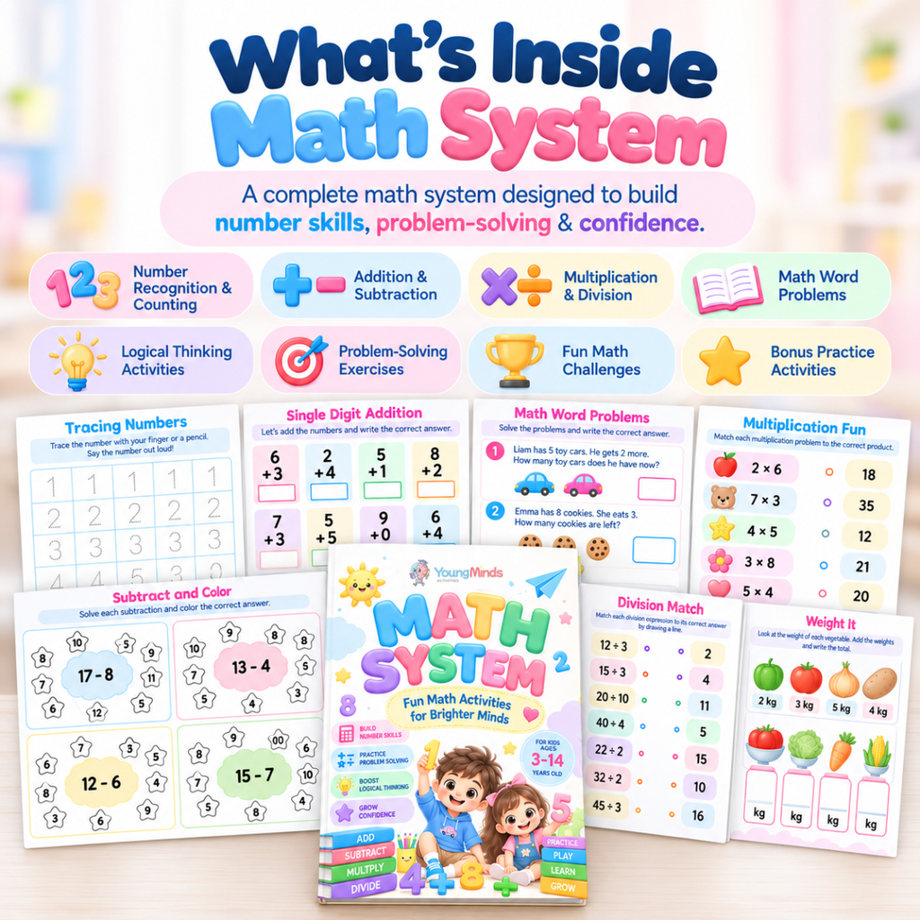 Young Minds Activity : MathSystem™ —  300+ Fun Activities to Build Your Child’s Math Skills & Confidence