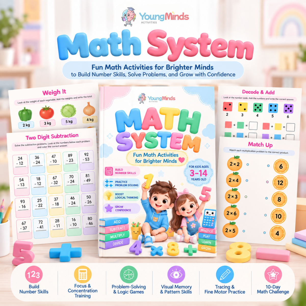 Young Minds Activity : MathSystem™ —  300+ Fun Activities to Build Your Child’s Math Skills & Confidence