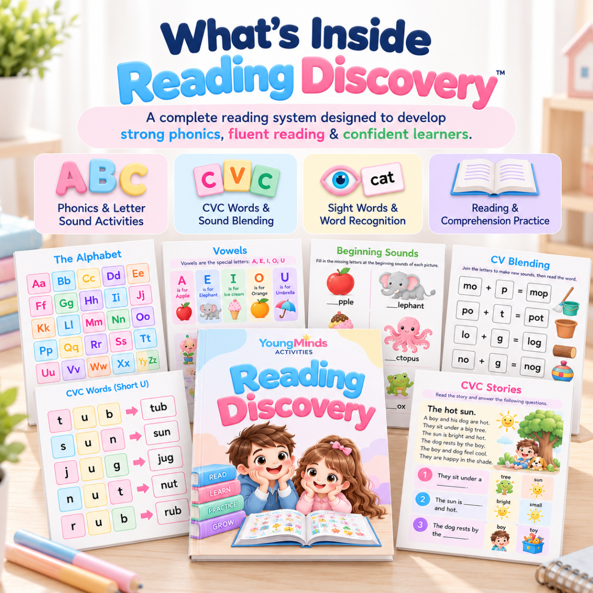Young Minds Activity : ReadingDiscovery™ — 150+ Fun Activities to Help Your Child Build Stronger Reading Skills, Improve Comprehension & Expand Vocabulary
